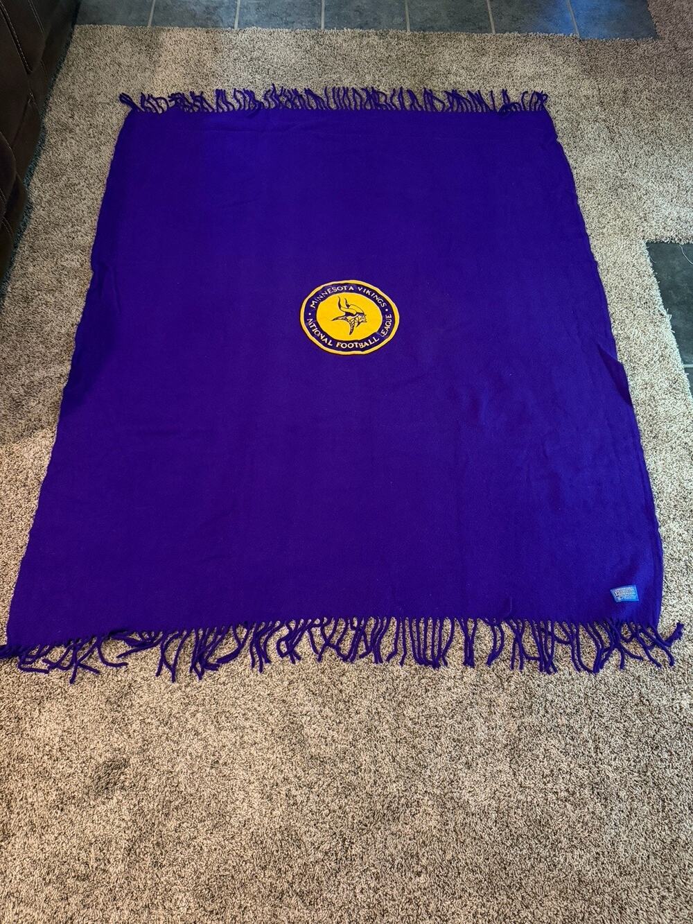 Vintage‎ Pendleton Minnesota Vikings Purple Wool Large Throw Blanket Logo Seal